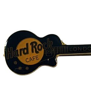 Hard Rock Cafe Guitar Enamel Pin London F C Parry England Black Gold Tone